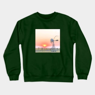 Farm Scene with Rustic Windmill Playing into the Sunset Crewneck Sweatshirt